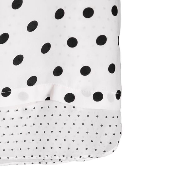 Rose + Olive Women's Blouse Ivory Black Polka Dot Sleeveless Lined Layered Top S - Picture 8 of 8